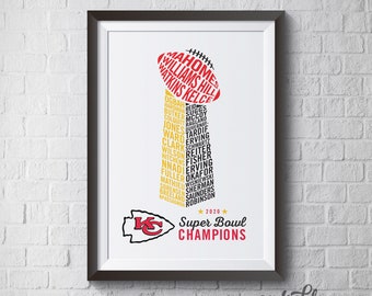 16x20 Printable - Kansas City Chiefs Super Bowl Champions 2020 Digital File - Kid's Room - Man Cave