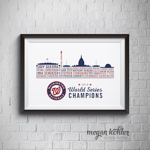 8x10 Printable - Washington Nationals World Series Championship Team 2019 Digital File - Kid's Room - Man Cave