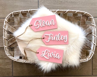 Wooden Basket Tags - Layered Wood - Boy or Girl