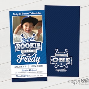 Rookie of the Year Baseball Ticket Foto Einladung - Erster Geburtstag - Digitale Datei - Doppelseitig
