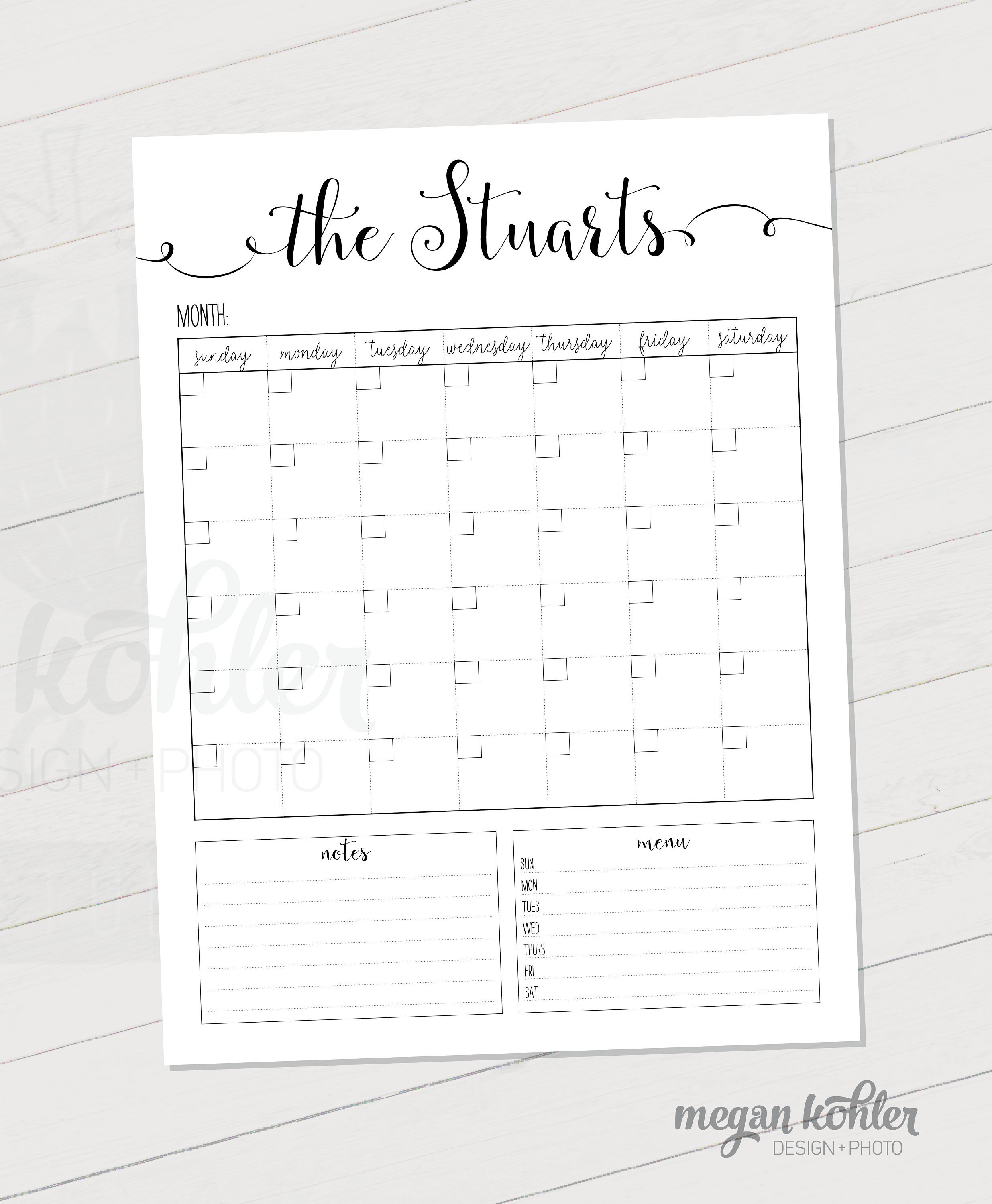 Personalized Family Calendar Printable File 18x24 Digital Etsy