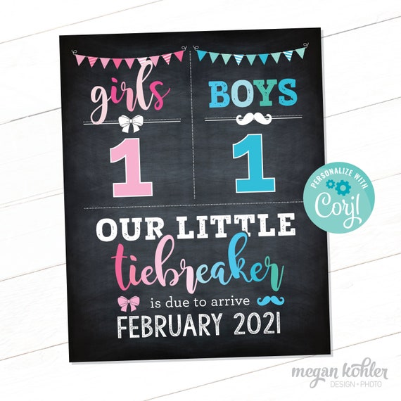 Tiebreaker Pregnancy Announcement DIY Editable Digital File 