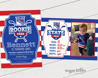 Rookie of the Year Hockey Stats Invitation - Sports Team - Printable File - Digital File - Double Sided - Stats