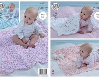Blankets Knitting Pattern, King Cole Baby Blankets Pattern, Chunky Blanket Pattern, Bulky Blanket Pattern, Yummy Blanket Knitting Pattern,