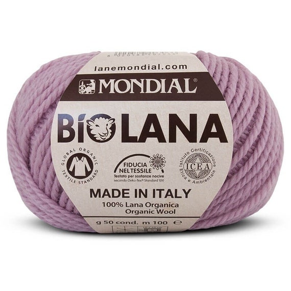 Pale Mauve 887 Bio Lana Organic Wool, Lane Mondial Aran Weight Wool 