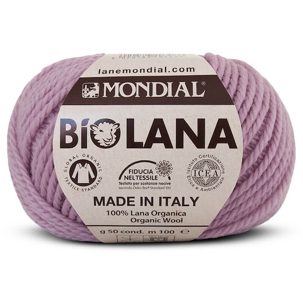 Pale Mauve (887) Bio Lana Organic Wool, Lane Mondial Aran Weight Wool