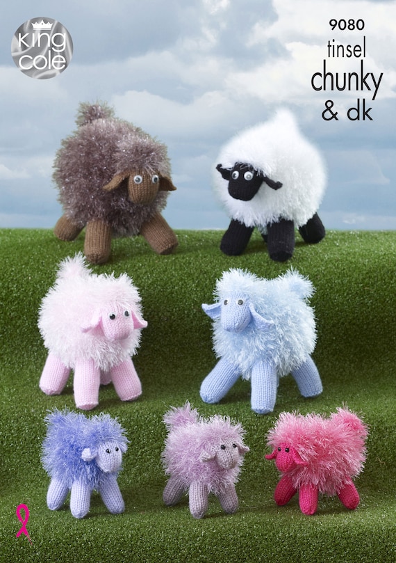 King Cole Novelty Toy Sheep Knitting Pattern 9080 - Tinsel Chunky & DK King Cole Novelty Toy Sheep Knitting Pattern 9080 - Tinsel Chunky & DK