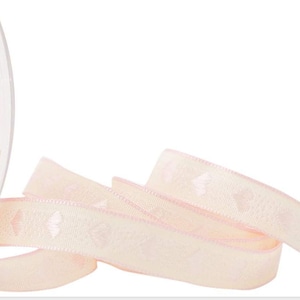 15mm Woven Heart Ribbon Pink, Bertie&#39;s Bows Ribbon,Heart Ribbon Cardmaking, Heart Ribbon Sewing, Craft Supplies