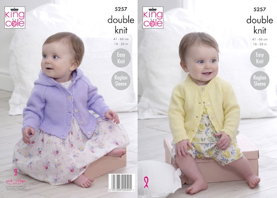 King Cole 'Easy Knit' Baby Cardigans Knitting Pattern 5257 - Double Knit King Cole 'Easy Knit' Baby Cardigans Knitting Pattern 5257 - Double Knit