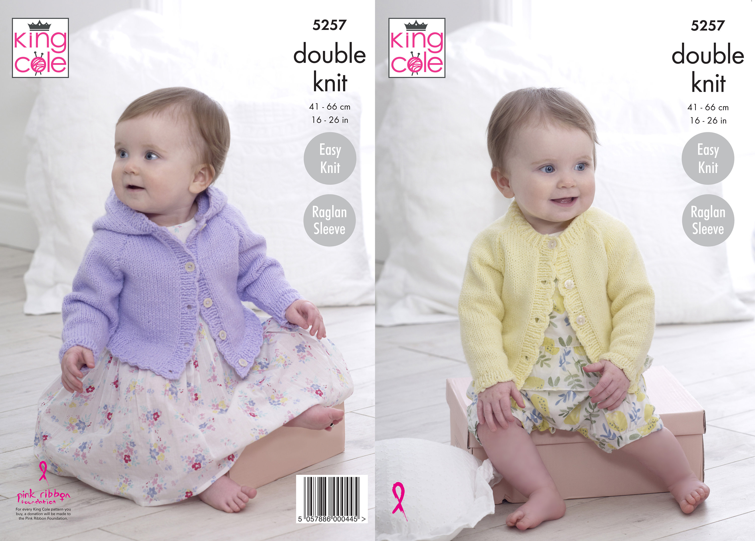 King Cole 'Easy Knit' Baby Cardigans Knitting Pattern 5257 - Double Knit King Cole 'Easy Knit' Baby Cardigans Knitting Pattern 5257 - Double Knit