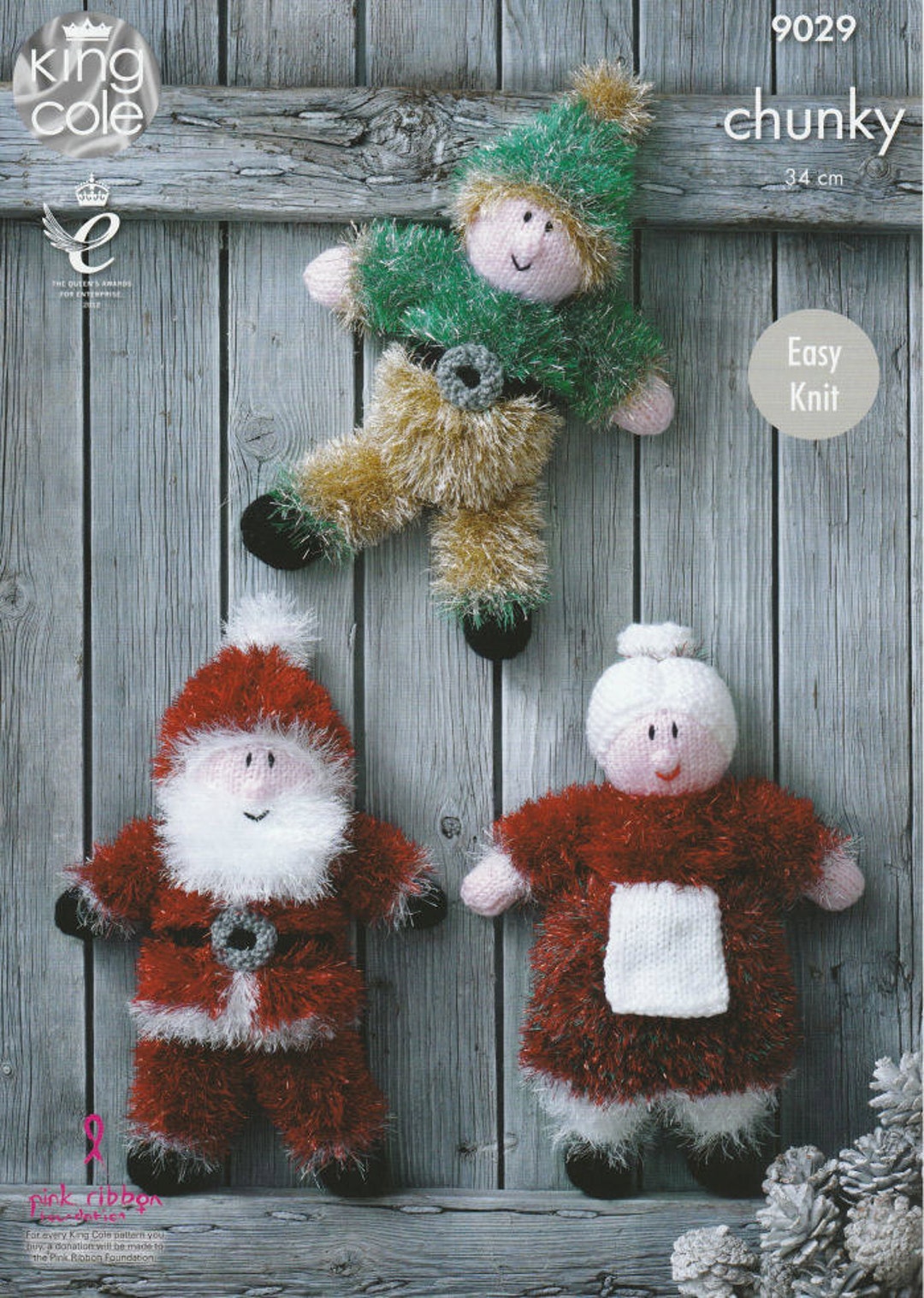 Tinsel Christmas Toys Knitting Pattern, King Cole Santa Pattern