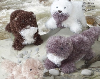 Otters Knitting Pattern, King Cole Otter Pattern, Tinsel Otter Pattern, Toy Otter Knitting Pattern, Knitting Supplies