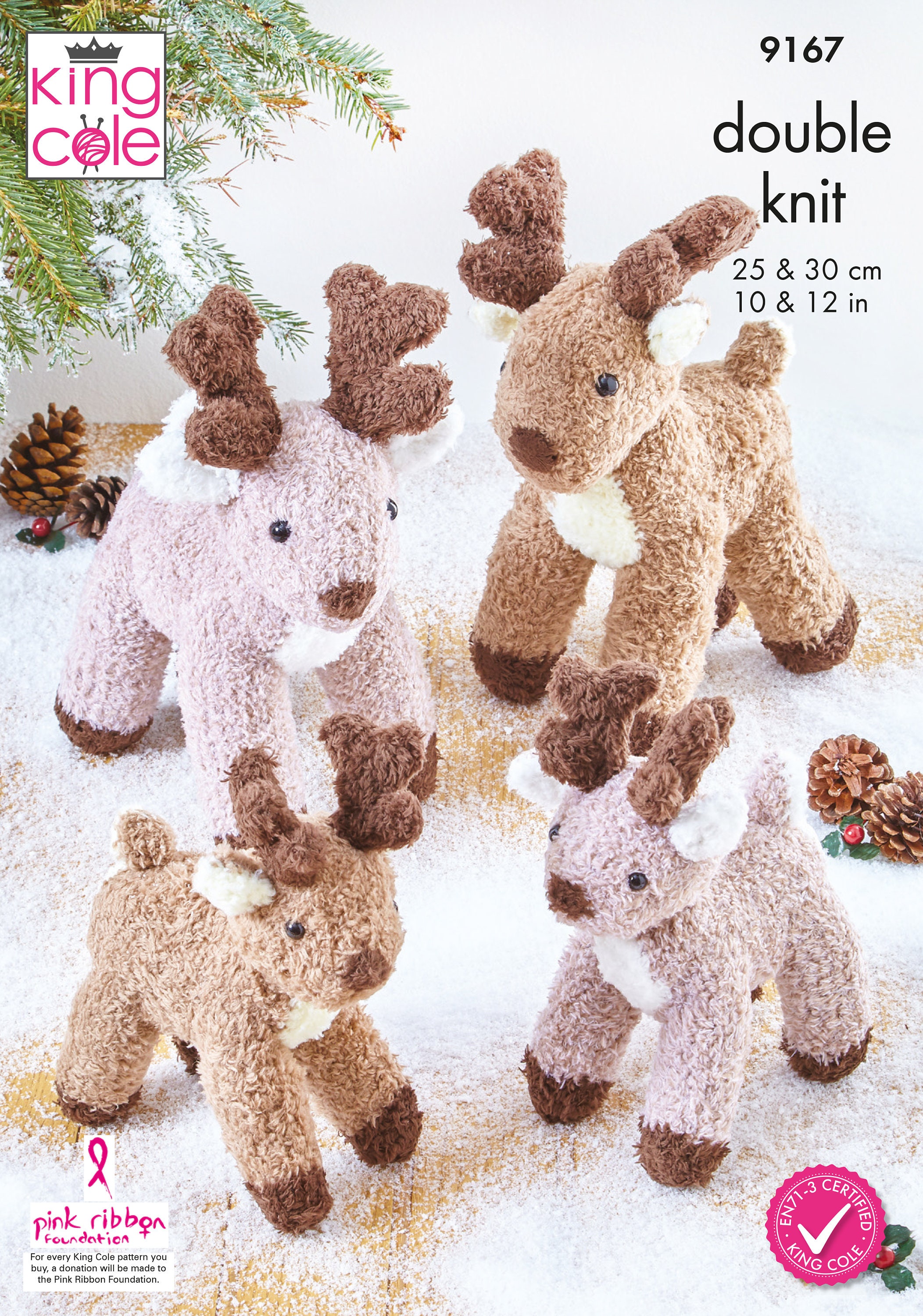 King Cole Novelty Toy Reindeer Knitting Pattern 9167 - Truffle King Cole Novelty Toy Reindeer Knitting Pattern 9167 - Truffle