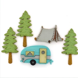 Boutons fantaisie Hittin the Trail, Boutons Habillage, Boutons camping, Boutons fabrication de cartes, Boutons scrapbooking, Boutons fantaisie
