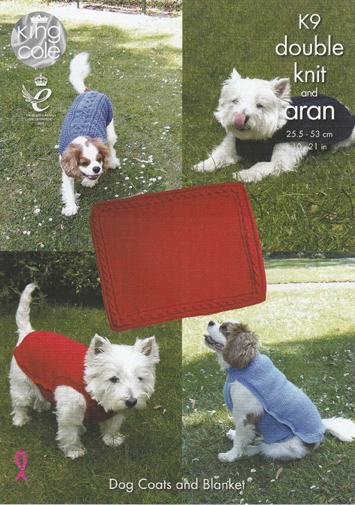 King Cole Dog Coats & Blanket Knitting Pattern K9 - Double Knit & Aran King Cole Dog Coats & Blanket Knitting Pattern K9 - Double Knit & Aran