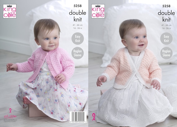 Raglan Sleeve Cardigans Knitting Pattern, King Cole Baby Cardigan