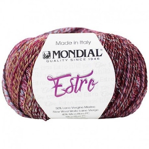Cyclamen Estro (954) DK, Lane Mondial Double Knit, Estro Light Worsted, Self Striping Yarn,Pink Glitz Yarn, DK Crochet Yarn,DK Knitting Yarn