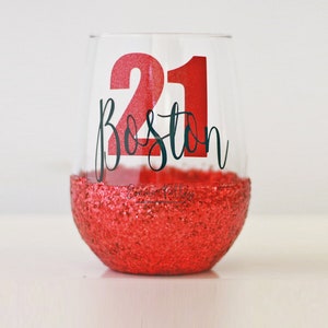 PERSONALISED Glitter wine glass, Birthday gift for her, 18th, 21st Birthday, 30th birthday, Stemless Wine Glass, birthday keepsake