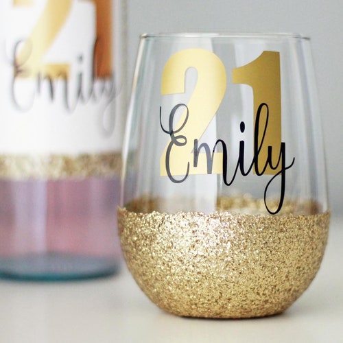PERSONALISED Glitter Wine Glass Birthday Gift for Her 18th Etsy Australia