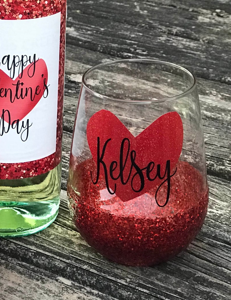 PERSONALISED Glitter wine glass Birthday gift for her 18th