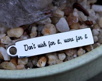 Affirmation Charms Dont Stop Until You are Proud 35mm x 8mm Boho Charms, Word Charms Life Charms Set of 4 Stainless Steel