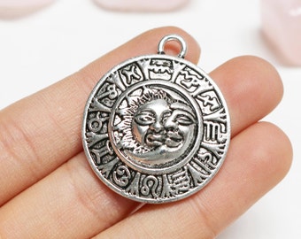 6 12 Moon and Sun Zodiac Tibetan Silver Charms Pendant Pagan Wiccan Celtic TSC25
