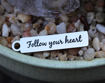 Affirmation Charms Dont Stop Until You are Proud 35mm x 8mm Boho Charms, Word Charms Life Charms Set of 4 Stainless Steel