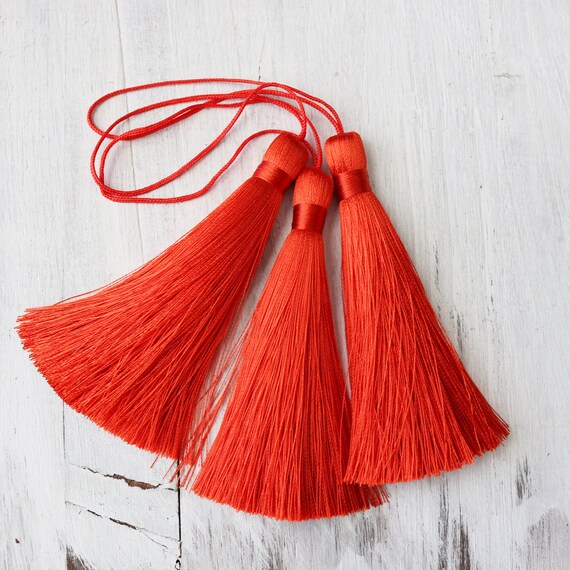 3.5 inches red tassel bright red tassel long tassel boho Etsy