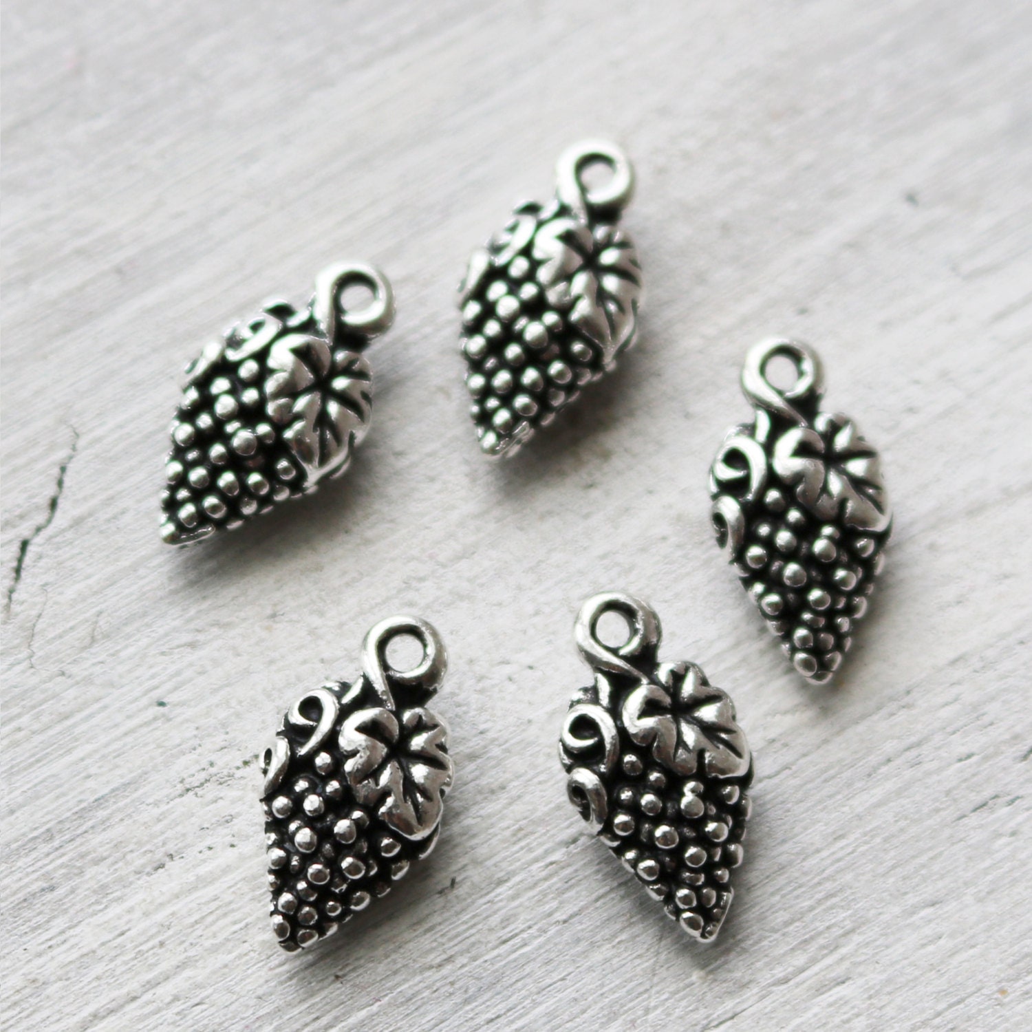 Silver Grape Charm Wine Grapes Pendant Vineyard Wine Charm Etsy