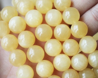 yellow jade, 12mm beads, natural gemstone beads, full strand 16 inches, approx.31 beads.