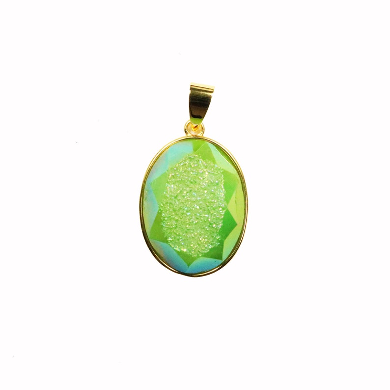 15*27mm Gold Framed Navy Blue Resin Water Droplet Geometry Druzy Charm Pendant Connectors DR035