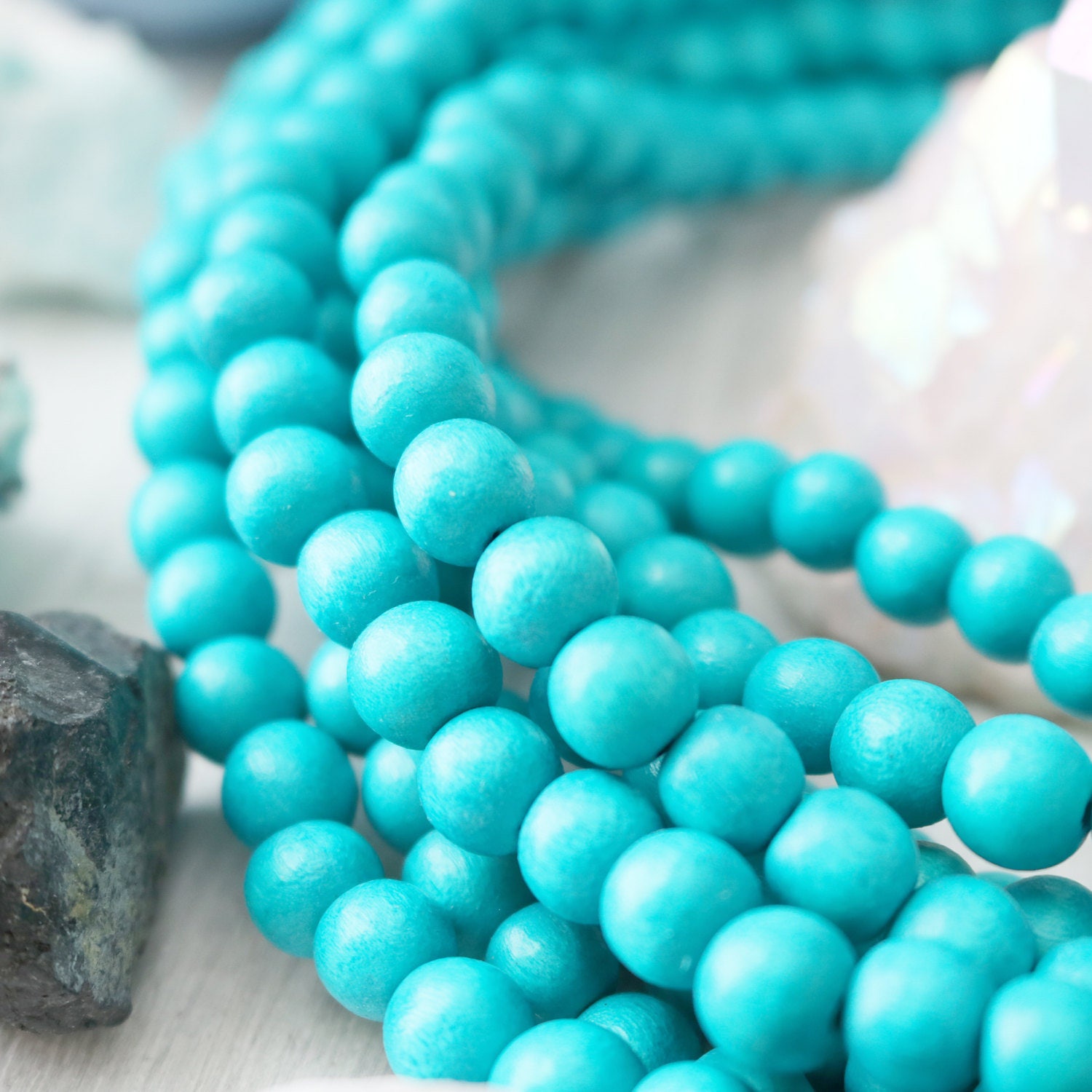 6mm beads round wood beads turquoise blue beads natural Etsy