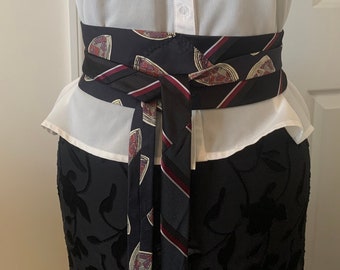 Long obi belt, coordinating black and berry neckties