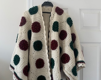 Upcycled afghan coat, one of a kind granny square jacket