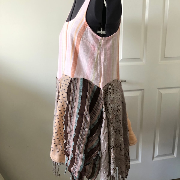 M scarf top with asymmetrical hemline, lagenlook upcycled crop top