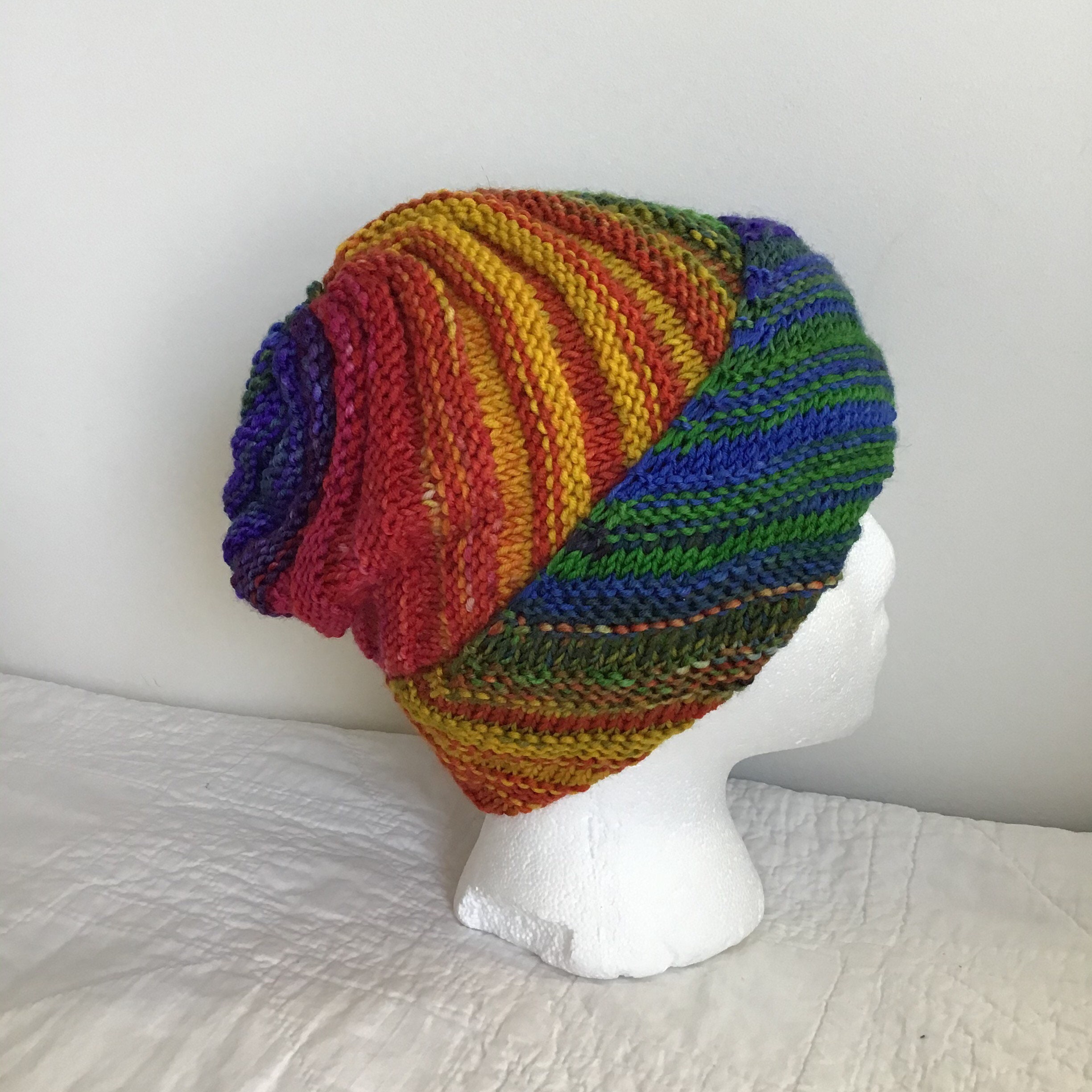 Bright rainbow wool beanie snail hat sustainable eco-friendly | Etsy