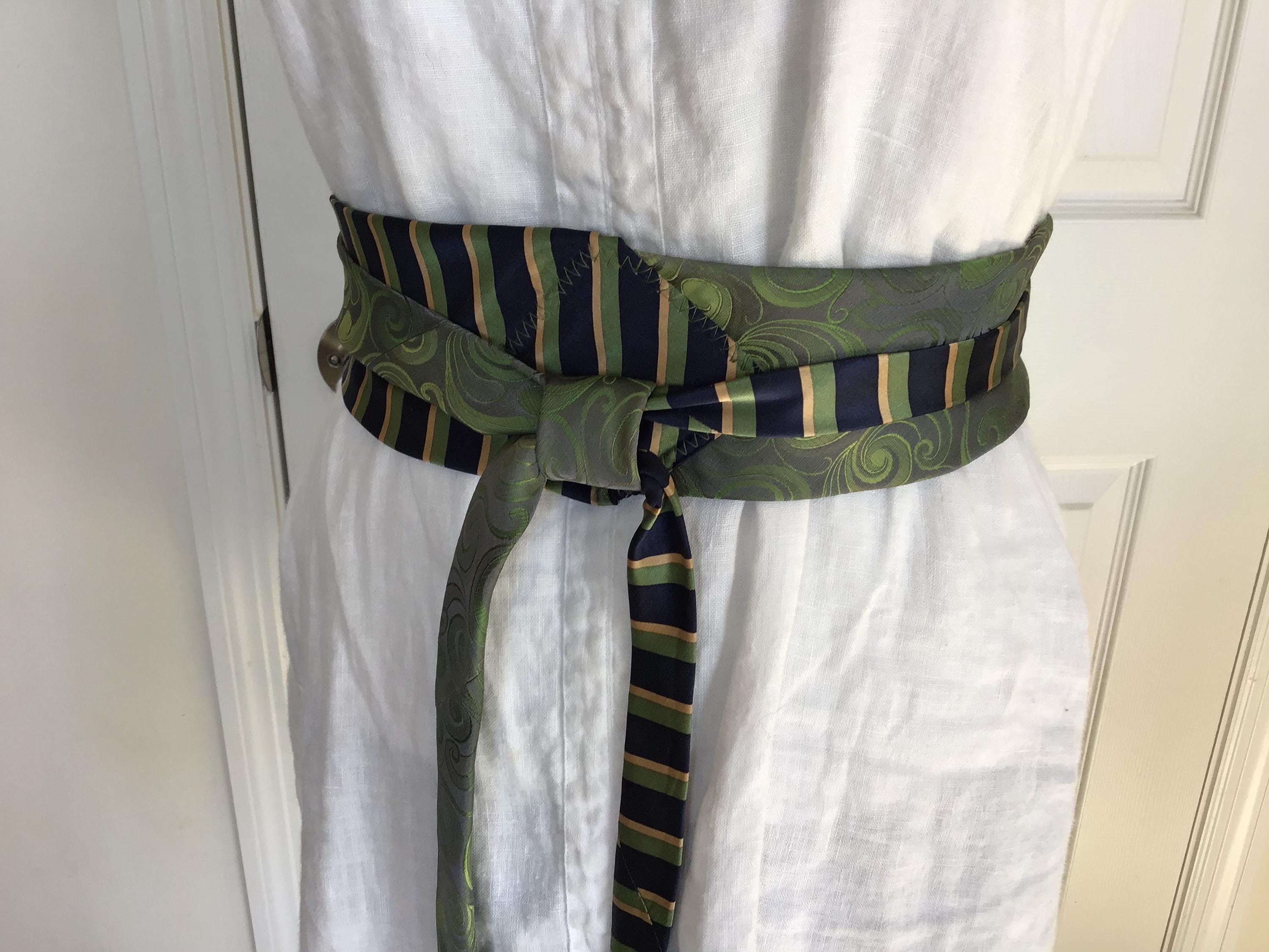 Upcycled Necktie Obi Belt | Handmade Men’s Tie Waist Belt | One-of-a-Kind | OS Upcycled Necktie Obi Belt | Handmade Silk Tie | Mercari main image 4