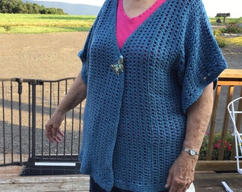 XL-2X woman's crochet cardigan sweater short sleeves