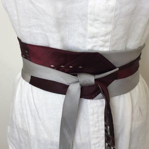 Upcycled Necktie Obi Belt | Handmade Men’s Tie Waist Belt | One-of-a-Kind | OS I main image 4