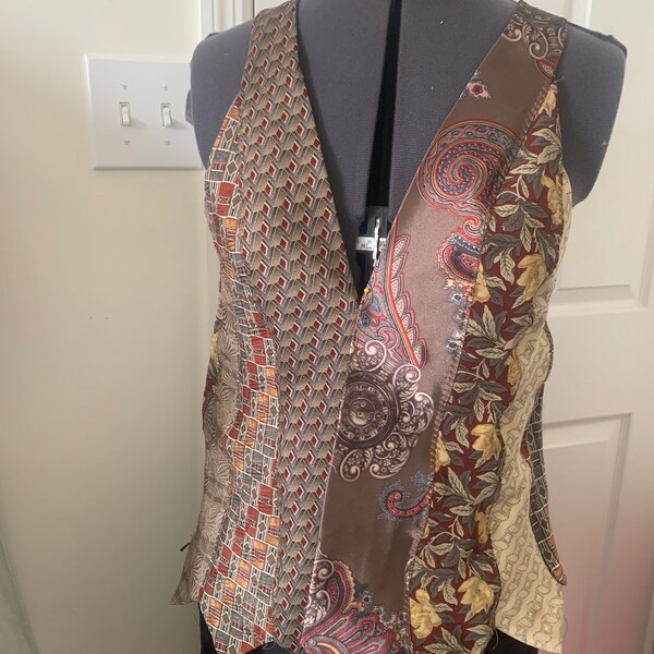 S Upcycle tie vest, new design vest tunic