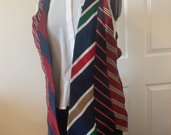 S Upcycled tie vest in classic stripes, woven back tunic