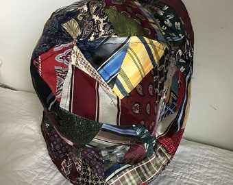 Upcycled necktie sunhat or bucket hat in multi colors