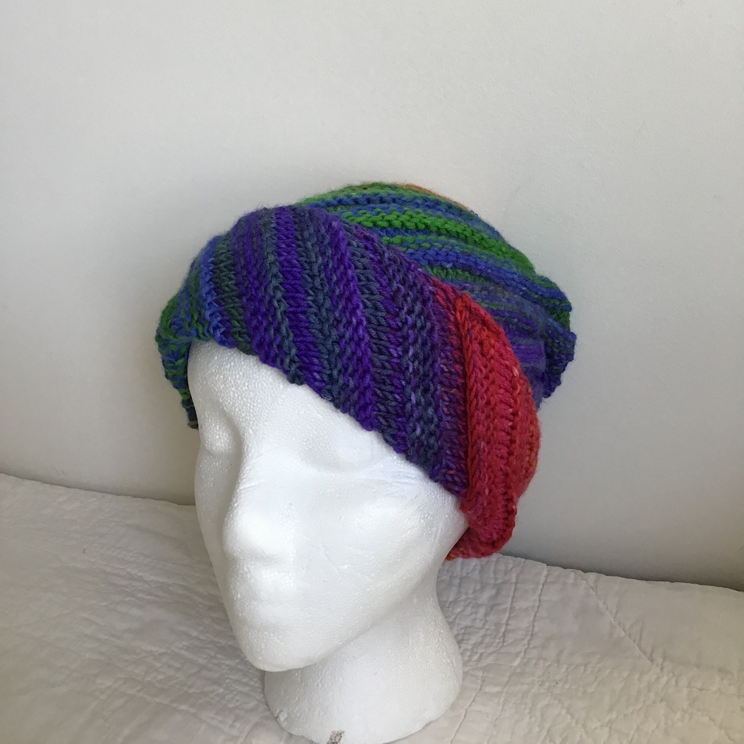 Bright rainbow wool beanie snail hat sustainable eco-friendly | Etsy