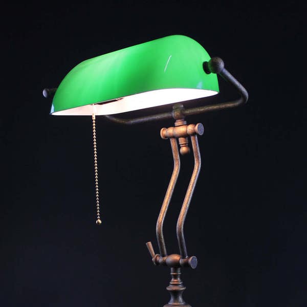 Lampada banchiere verde da tavolo - Prodotta in Italia