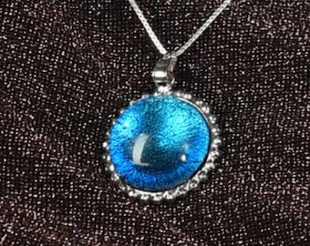 Aquamarin Halskette aus Muranoglas mit Blattsilber – Made in Italy