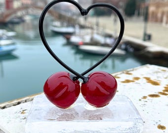 Murano Glas Kirsche Herz Skulptur Handmade (Spezialanfertigung) Liebe Valentinstag Hochzeitsgeschenk Italien