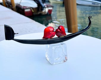 Gondola Murano on Ice Cube Glass - Individuelle Gravur möglich, Geschenkbox inklusive