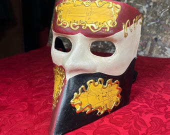 Venezianische Maske Casanova Bauta – Von Hand dekorierte Pappmaché mit Blattgold