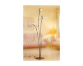 3-light wrought iron floor lamp with perforated plates and decorated rustic vintage style-H 183 cm