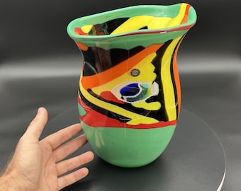 Handmade Murano Glass Vase - Custom engraving available - Decorative Glass Art